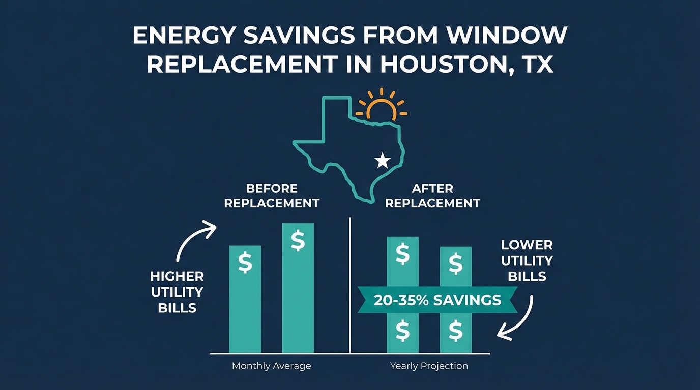 Houston energy savings from window replacement infographic